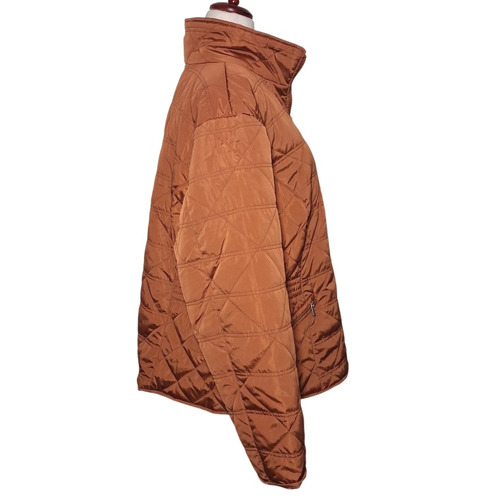 NWT Ashley Stewart‎ Plus Size 18/20 Quilted Puffer Jacket Cognac Brown Zip Up - Picture 6 of 11